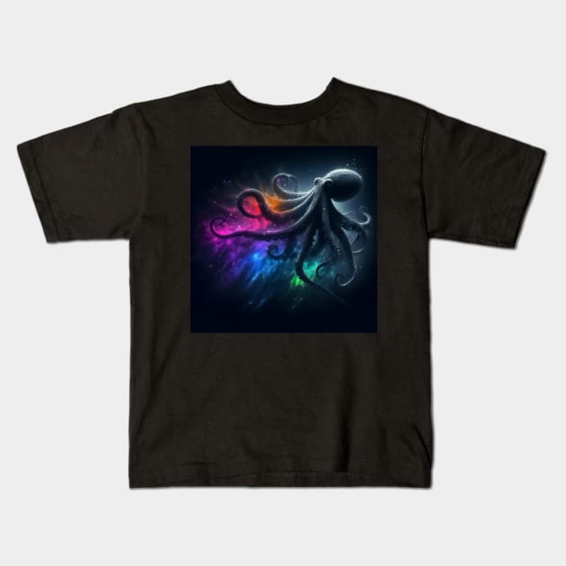 Monochromatic Octopus Rainbow Color Splash Kids T-Shirt by TomFrontierArt